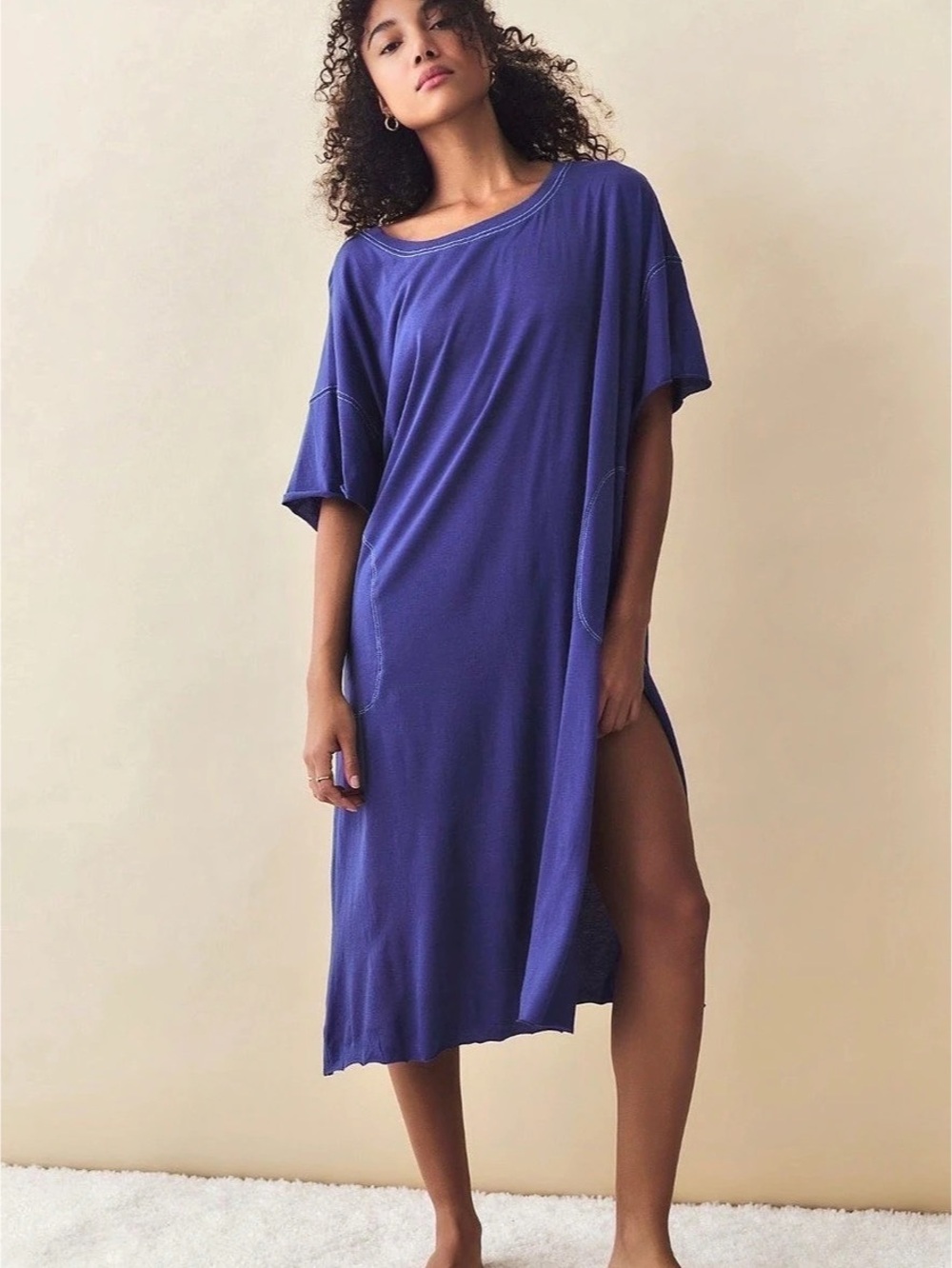 Free People Night Mode Maxi Tee Demin Wash NWT